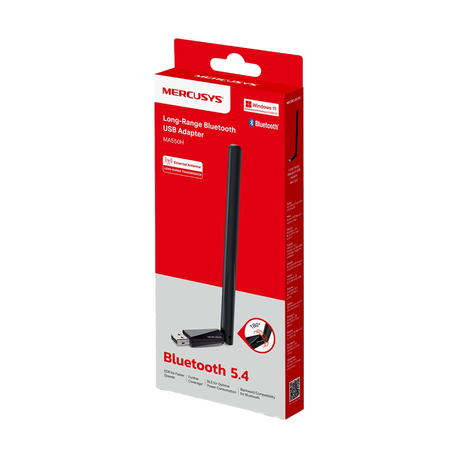 USB Bluetooth dongle Mercusys MA550H Long Range Bluetooth USB Adapter, Bluetooth BT 5.4, 1x High Gain External Antenna, USB-A, Bluetooth Low Energy - Image 8