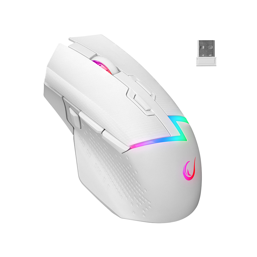 Miš gaming RAMPAGE DROP M3 V2 24000 DPI 3311 Sensor White RGB Rechargeable Wireless 80 Million Huano Switch Gaming Mouse, 42562