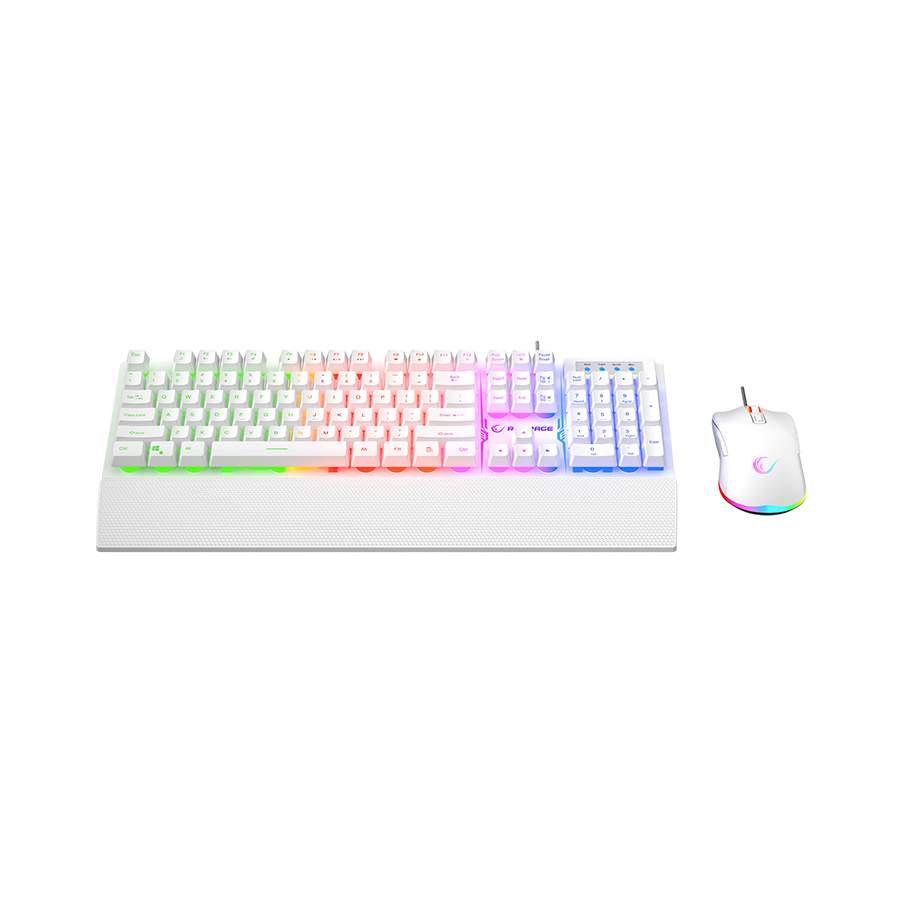 Tastatura + miš gaming RAMPAGE KM-RX7 Fortuna V2 Rainbow Lighting USB White Gaming Combo Us Layout English Gaming Keyboard 12800 DPI Mouse, 42578 - Image 4