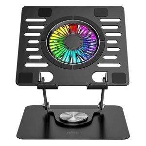 Postolje za notebook riser stand preklopivi rotirajuci, Addison AD-RC36 Steely 360 Degree Fan Fan Fan RGB Light Adjustable Black Metal 42029