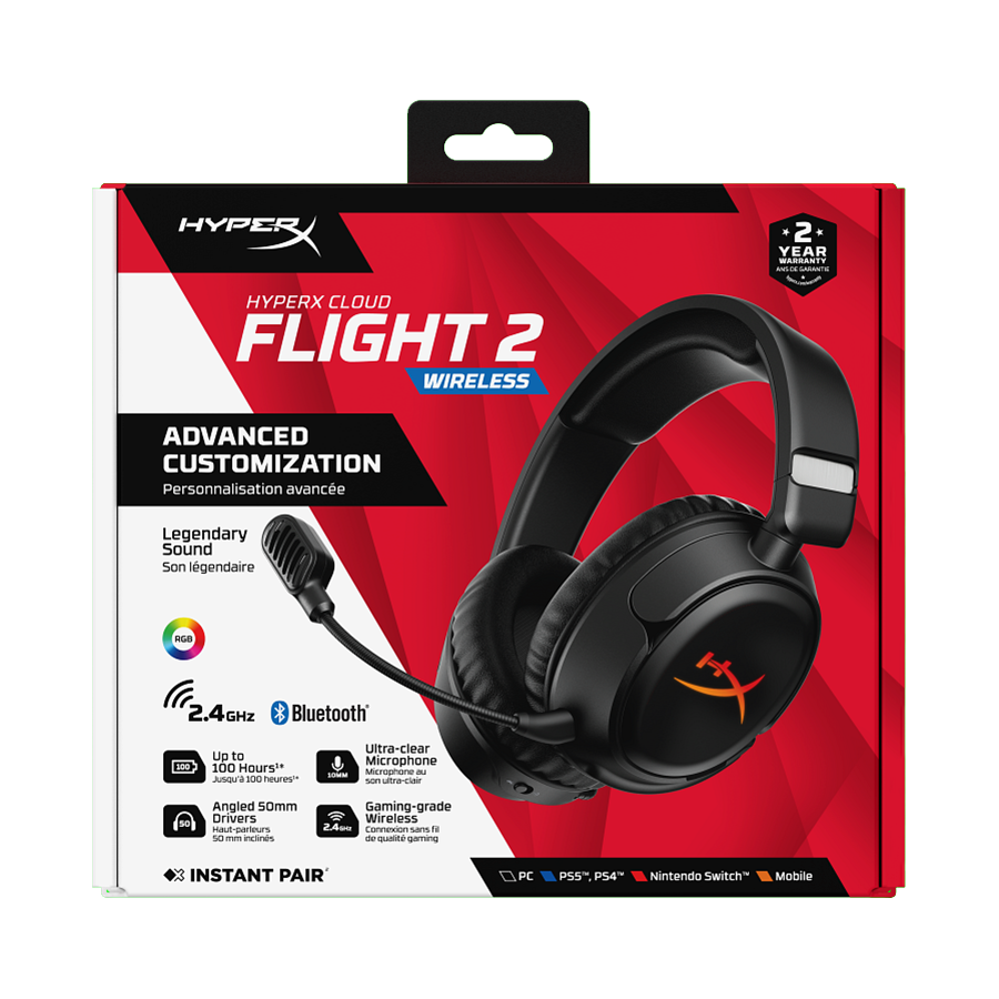 Slušalice sa mikrofonom HyperX Cloud Flight 2 RGB Wireless Gaming Headset Black, B5VC4AA