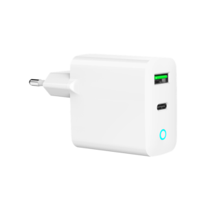 USB punjač 1xType-C + 1xUSB-A fast charger, 20W, white, LED, GEMBIRD, TA-UC-PDQC20L-W-01