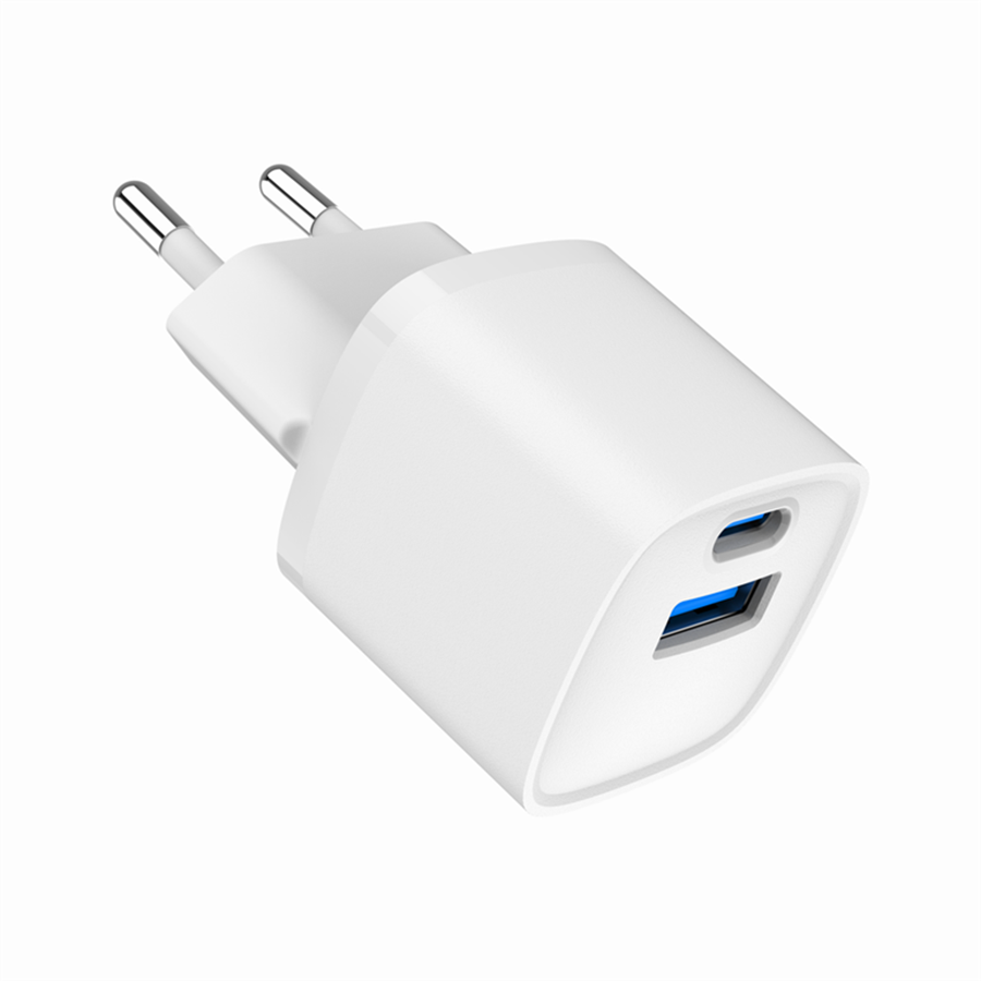 USB punjač 1xType-C + 1xUSB-A fast charger, 20W, white, GEMBIRD, TA-UC-PDQC20-W-01 - Image 2