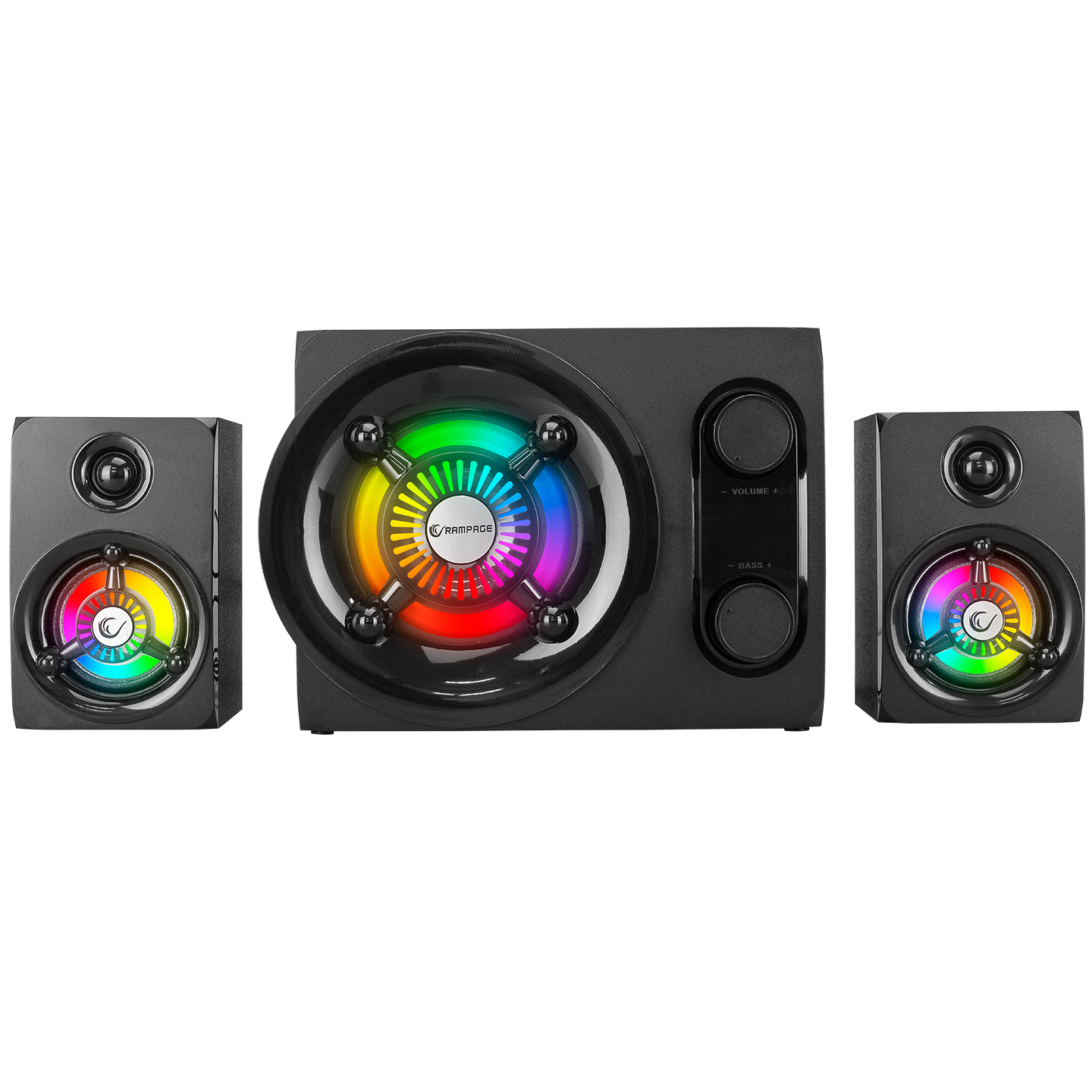 Zvučnici 2.1 gaming RAMPAGE RMS-G8 25W BLUETOOTH + USB-SD-FM RAINBOW Black RGB LED, 30253 - Image 2