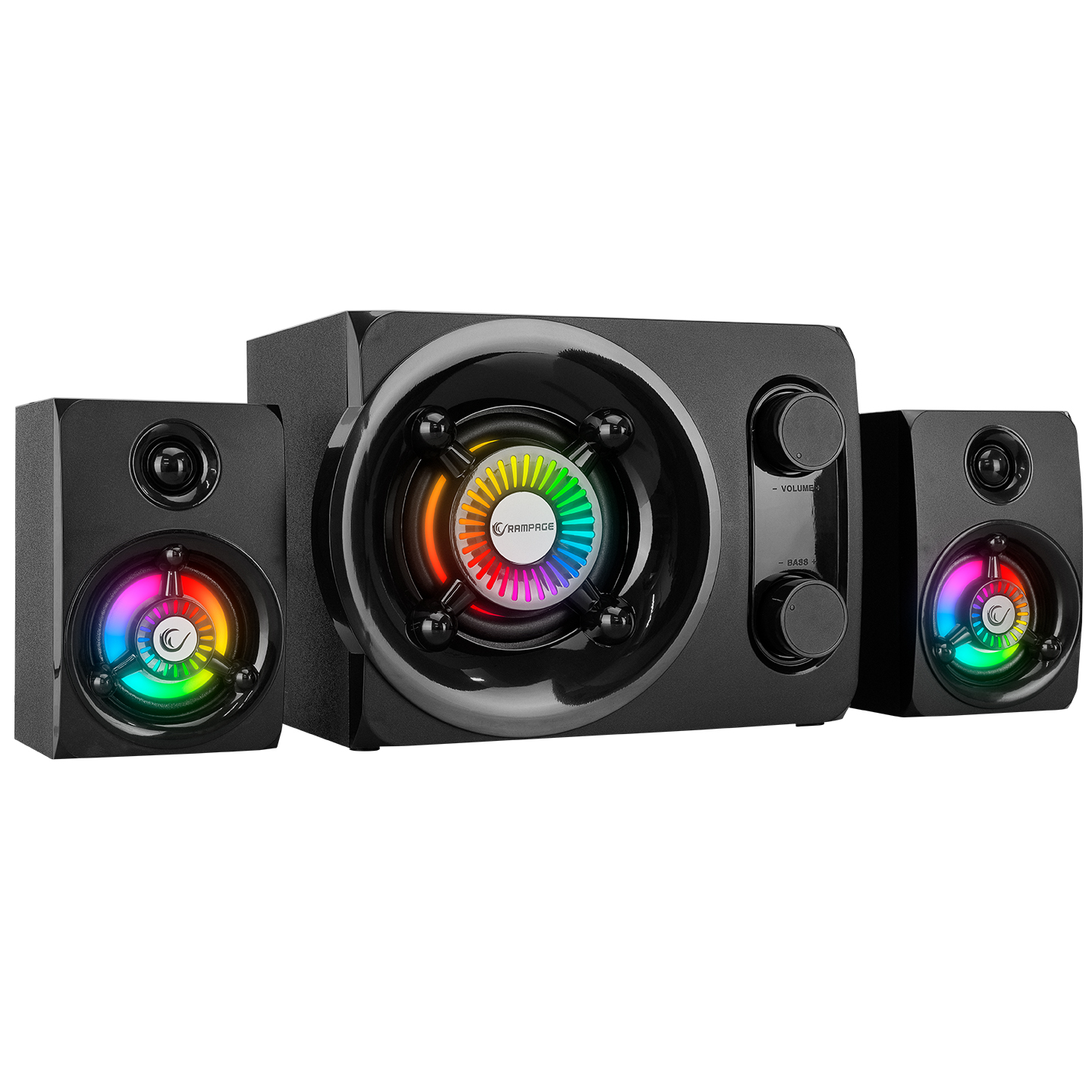 Zvučnici 2.1 gaming RAMPAGE RMS-G8 25W BLUETOOTH + USB-SD-FM RAINBOW Black RGB LED, 30253 - Image 3