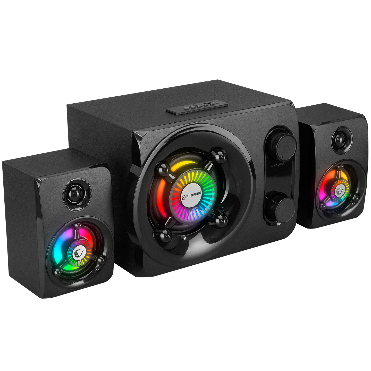 Zvučnici 2.1 gaming RAMPAGE RMS-G8 25W BLUETOOTH + USB-SD-FM RAINBOW Black RGB LED, 30253 - Image 4