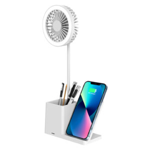Wireless punjač sa lampom i ventilatorom S-link SL-M9055 White TypeC 10W, 37533