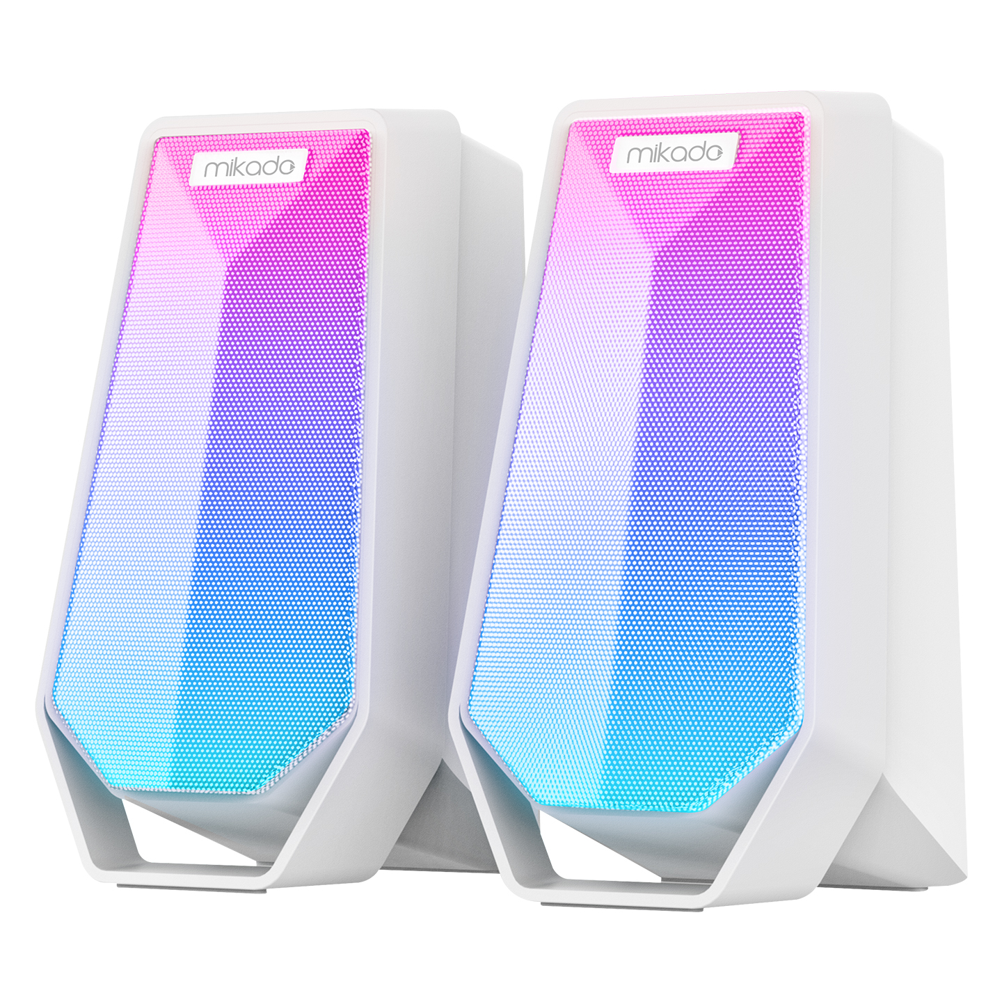 Zvučnici 2.0 gaming Mikado MD-188 2.0 5W*2 Bluetooth White RGB illuminated USB cable USB 5V 5V speaker speaker, 41682