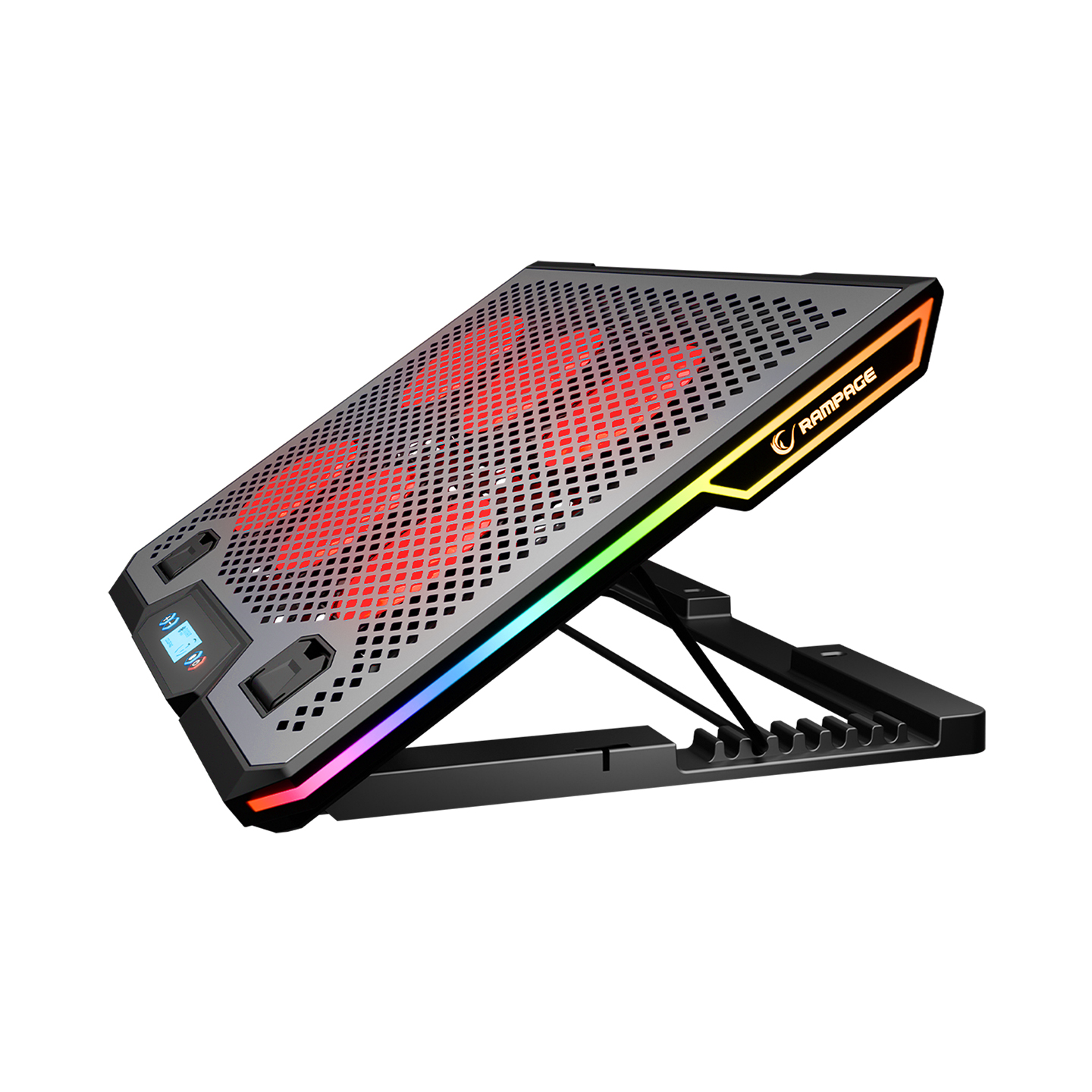 Postolje za notebook gaming Rampage BLIZZARD R7 6 FAN LCD SCREEN 2 USB SOCKET 13"-15.6" Notebook Cool Stand, 42032 - Image 3