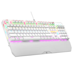 Tastatura gaming RAMPAGE KB-R86 UMBRA  White USB Rainbow Illuminated Blue Switch US Layout English Mechanical Gaming Keyboard, 42186