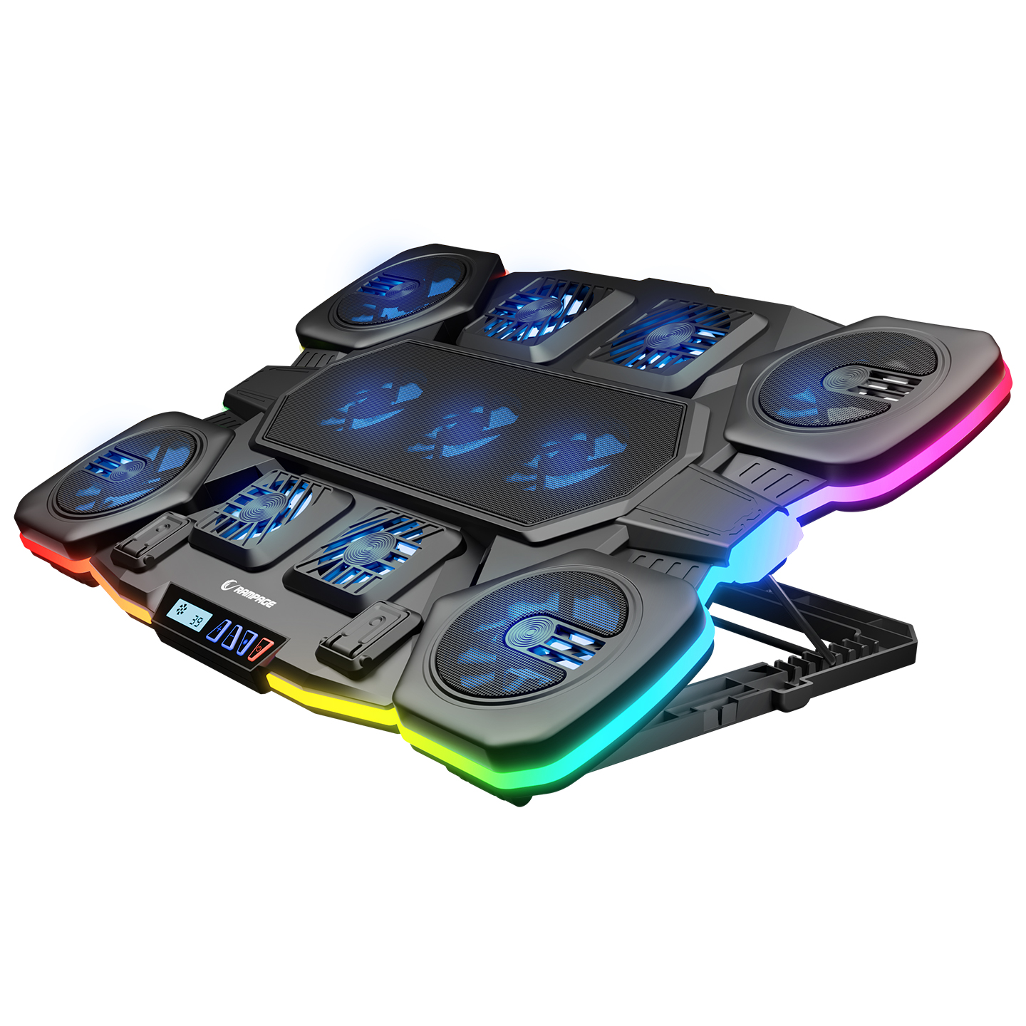 Postolje za notebook gaming RAMPAGE S50 Glacier Black RGB Lighting, 11 Fans, LCD Display, 1 Type C, 1 USB Port, 42328