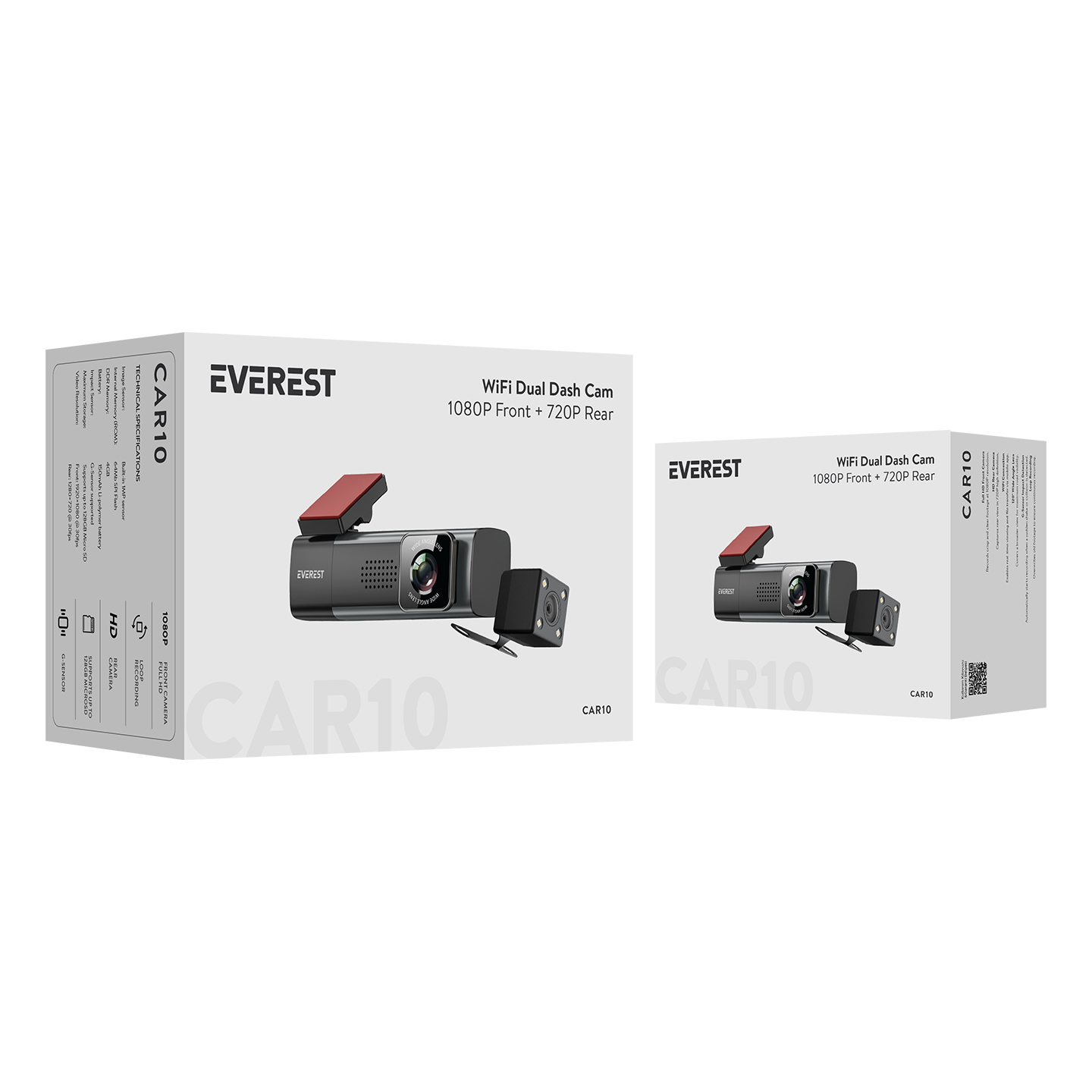 Auto kamera Everest CAR10 1080P 720P 120°Wide Angle G-Sensor Wifi 64GB TF Card Vehicle Front and Rear Camera, 42548 - Image 6