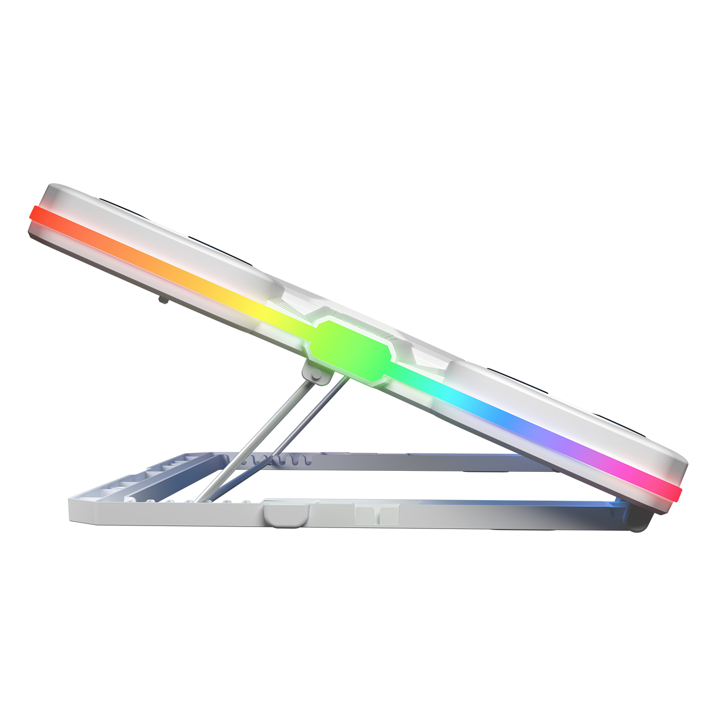 Postolje za notebook gaming RAMPAGE S50 Glacier White RGB Lighting, 11 Fans, LCD Display, 1 Type C, 1 USB Port, 43332 - Image 4