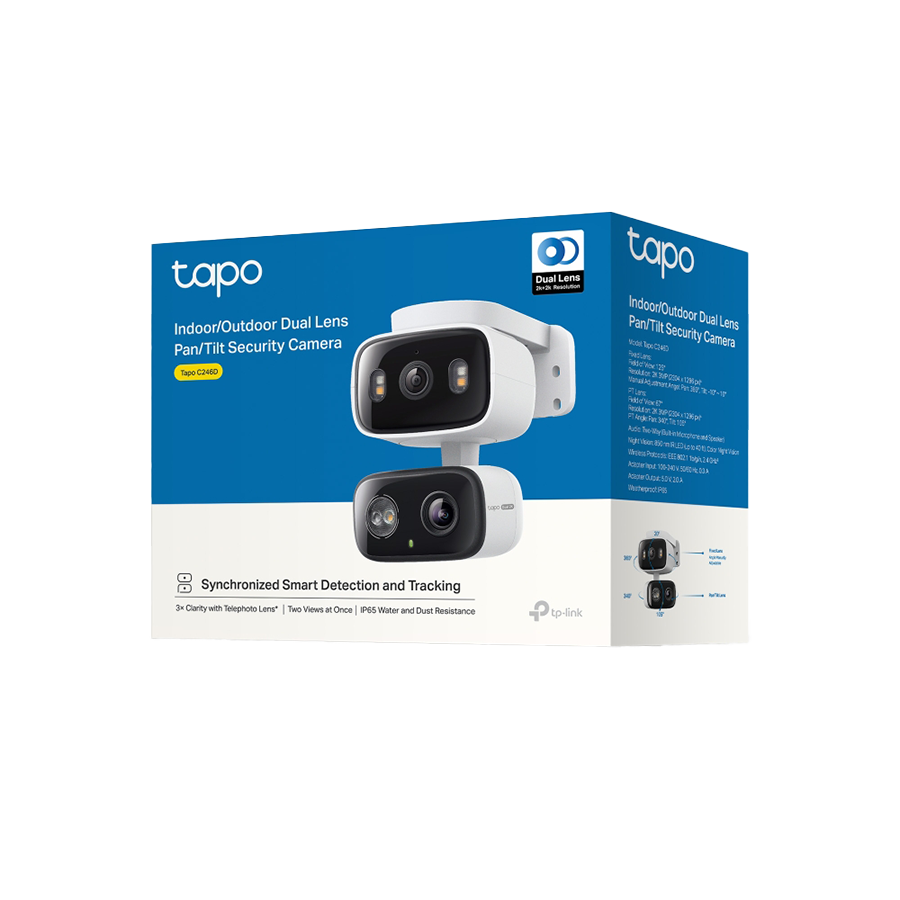TP-Link Tapo-C246D Indoor/Outdoor Dual Lens Pan/Tilt Security Camera, 2K + 2K, 2.4 GHz,Smart AI Detect.Notif.Motion - Image 3