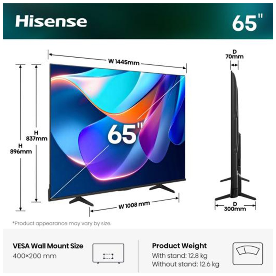 HISENSE TV LED 65" 65A6S, 4K Ultra HD, Smart TV, VIDAA Smart OS, Game Mode Plus, Dolby Vision, Filmmaker Mode,65A6S - Image 3