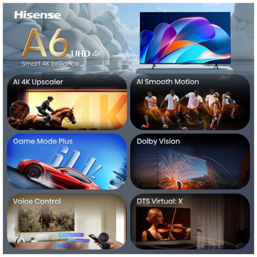 HISENSE TV LED 65" 65A6S, 4K Ultra HD, Smart TV, VIDAA Smart OS, Game Mode Plus, Dolby Vision, Filmmaker Mode,65A6S - Image 4