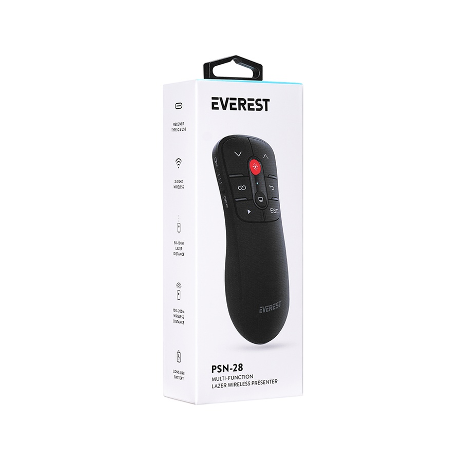 Prezenter + red laser pointer Everest PSN-28 Multifunctioning USB Red Laser 2.4GHz Wireless Type C Professional presentation device, 41157 - Image 5