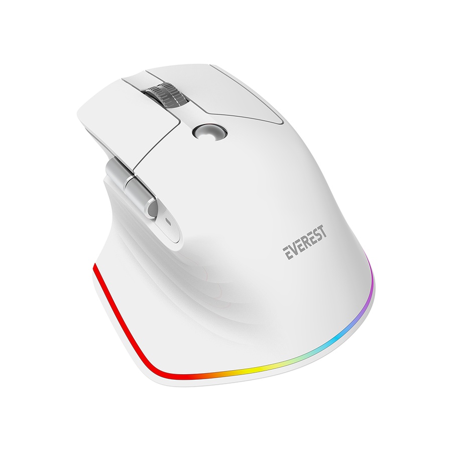 Miš Everest SMW- 178 Handy 2in1 Bluetooth 2,4GHz White Rechargeable 4000 DPI Horizontal/Vertical Wheel Ergonomic RGB Mouse, 41043