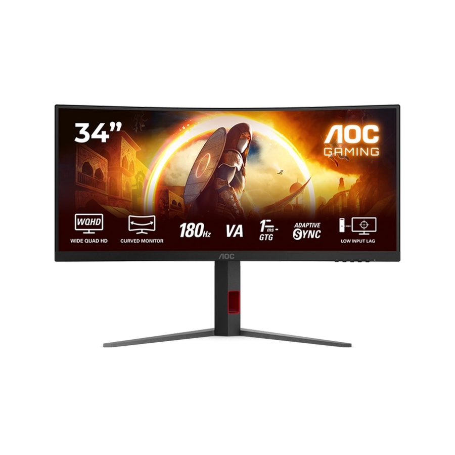 MONITOR AOC Gaming CU34G4 Curved 34" Fast VA, 3440x1440, 180Hz, 0.5ms MPRT (1ms GtG), 300 cd/m2, 2500:1, 1500R, Adaptive Sync, FreeSync Premium, HDR10