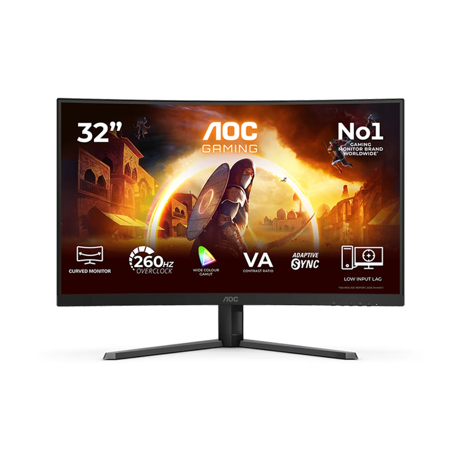 Monitor AOC Gaming C32G42ZE 31.5" Curved 1500R, VA, FHD 1920x1080, 260Hz OC, 4ms GtG / 0.3ms MPRT, 300cd/m2, 3500:1, HDR10, Adaptive Sync, 1xHDMI 2.0,