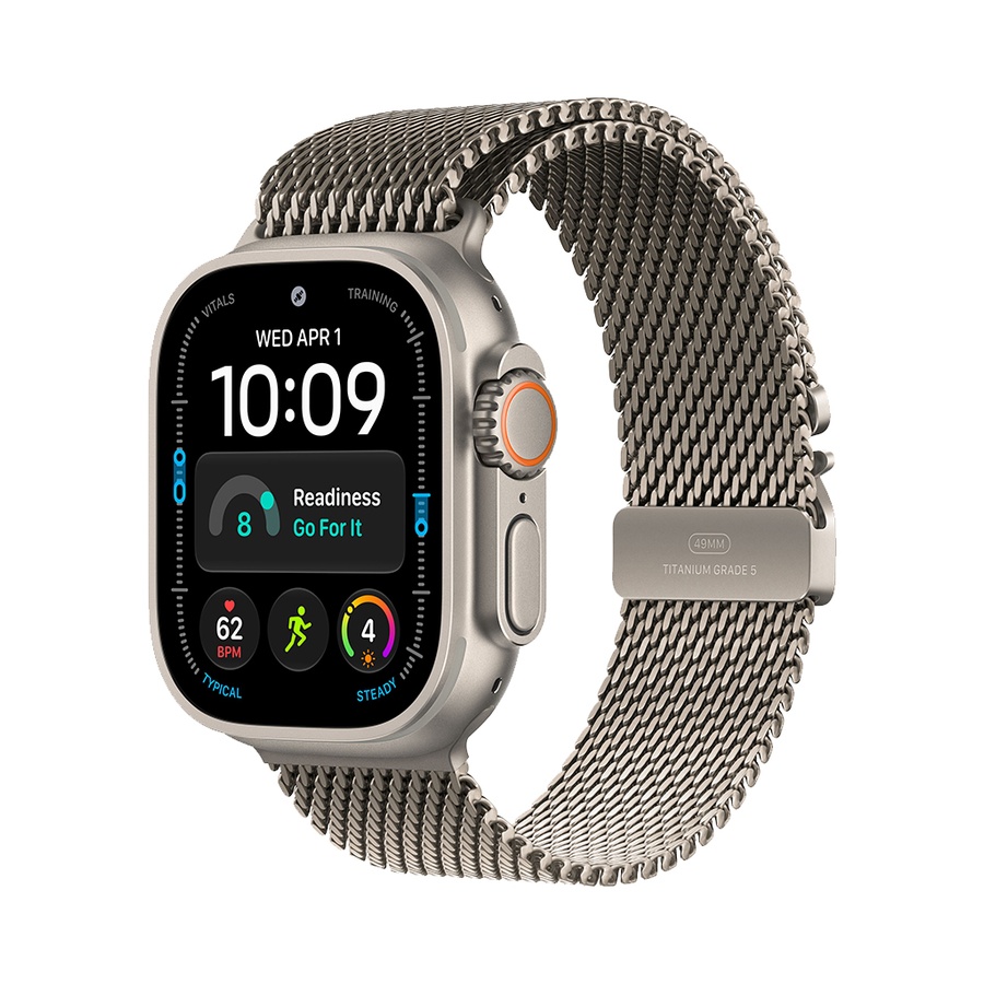 Apple Watch Ultra 4 49mm Titanium Case with Natural Titanium Milanese Loop - M mja94se